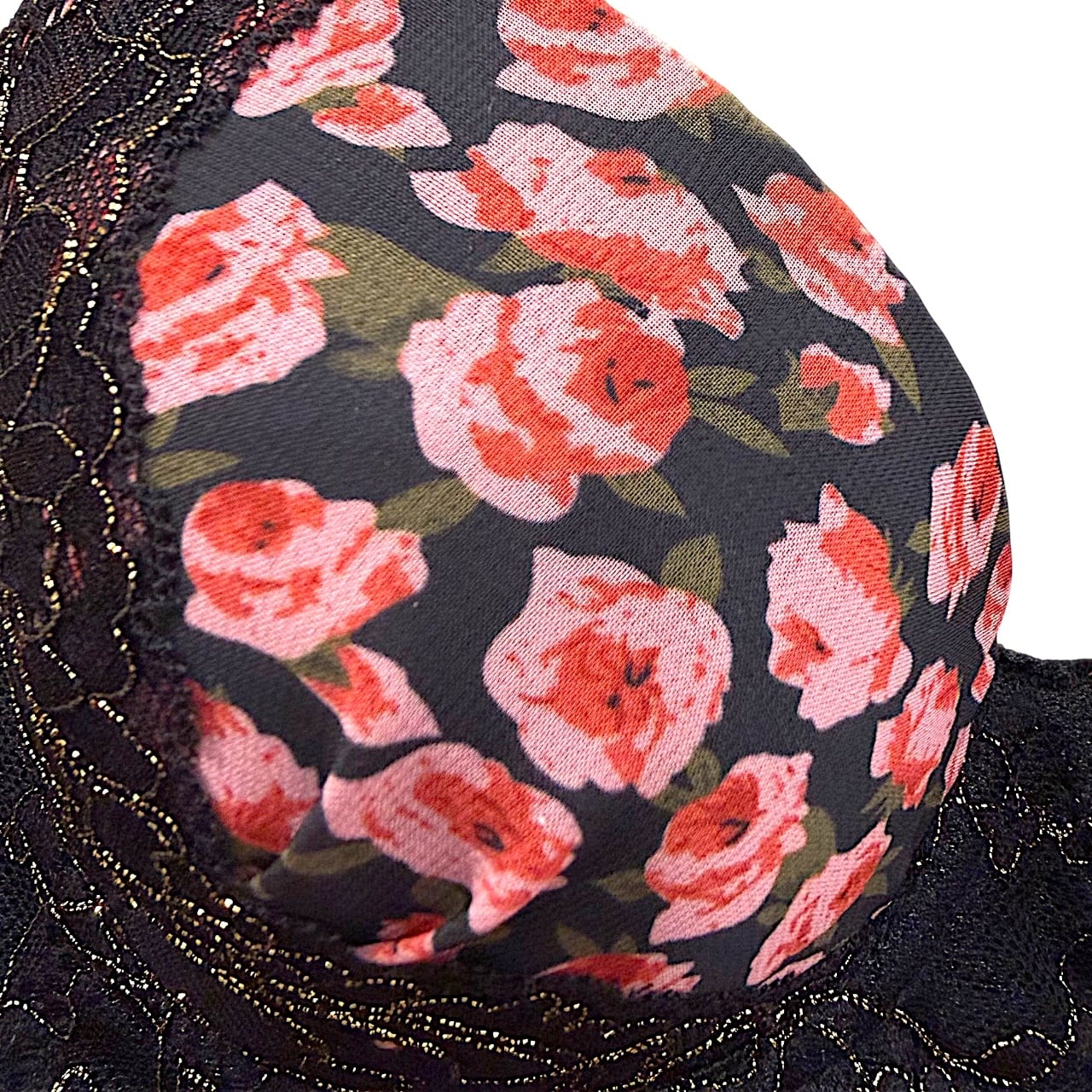 k-BC【76560 ブラック】花柄レース艶美ブラセット