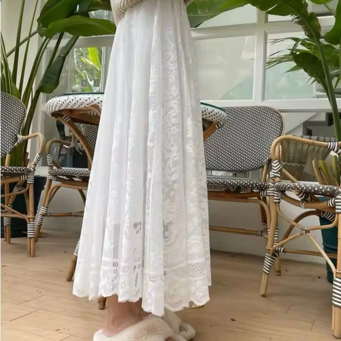 ヴィンテージレースロングスカート