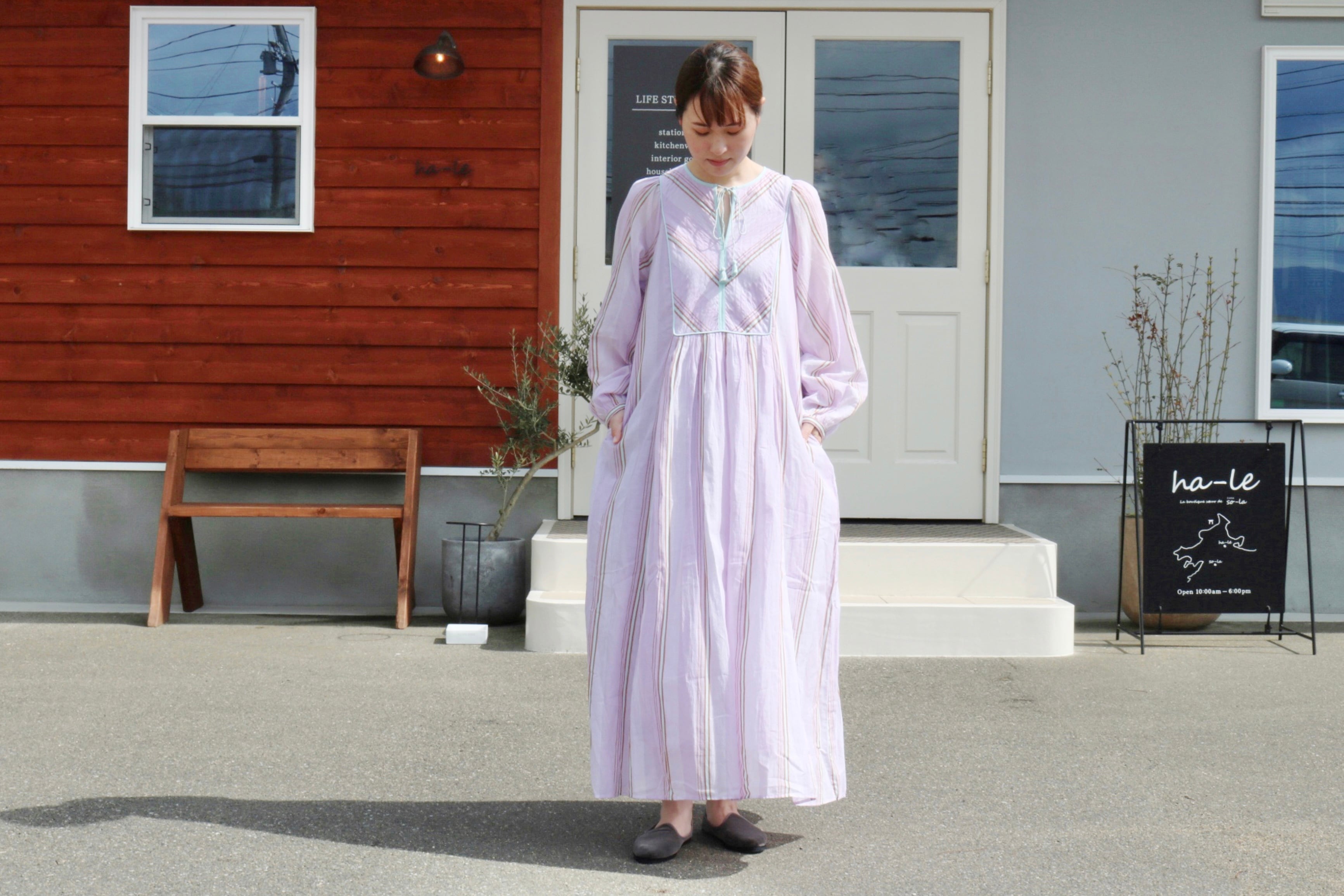 ne Quittez pas / Cotton Voile Stripe Dress |Lilac | Zakka so-la