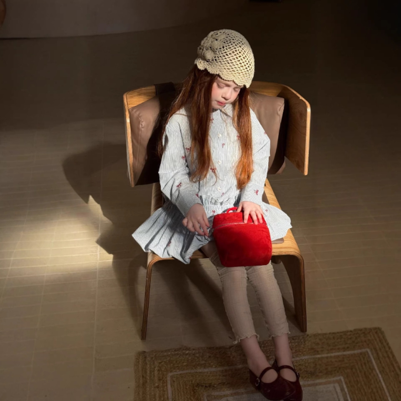 春リボン刺しゅうシャツワンピース