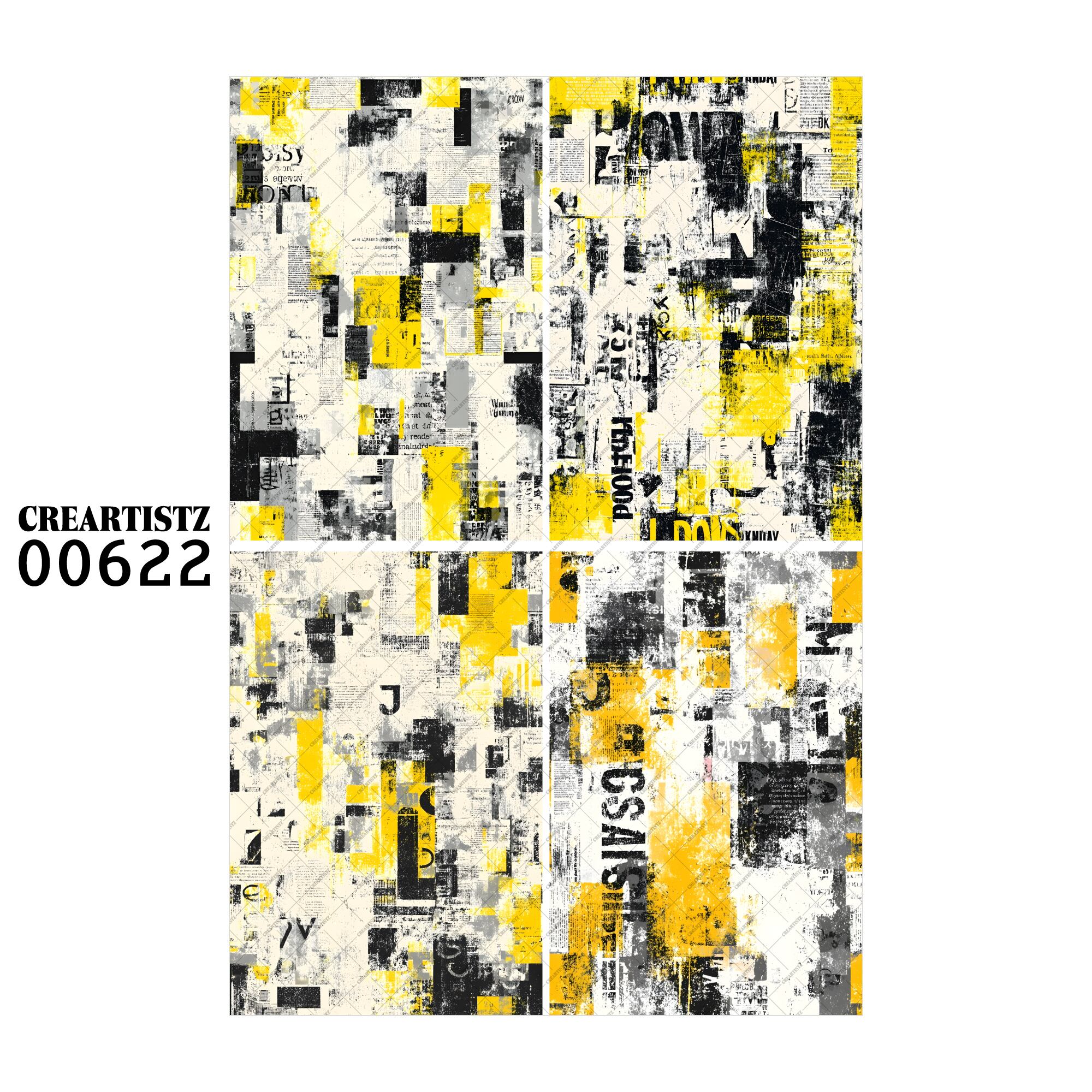 00622 背景 コラージュ素材 オリジナル 12枚セット (4種類×3枚) ペーパー/ステッカー CREARTISTZ