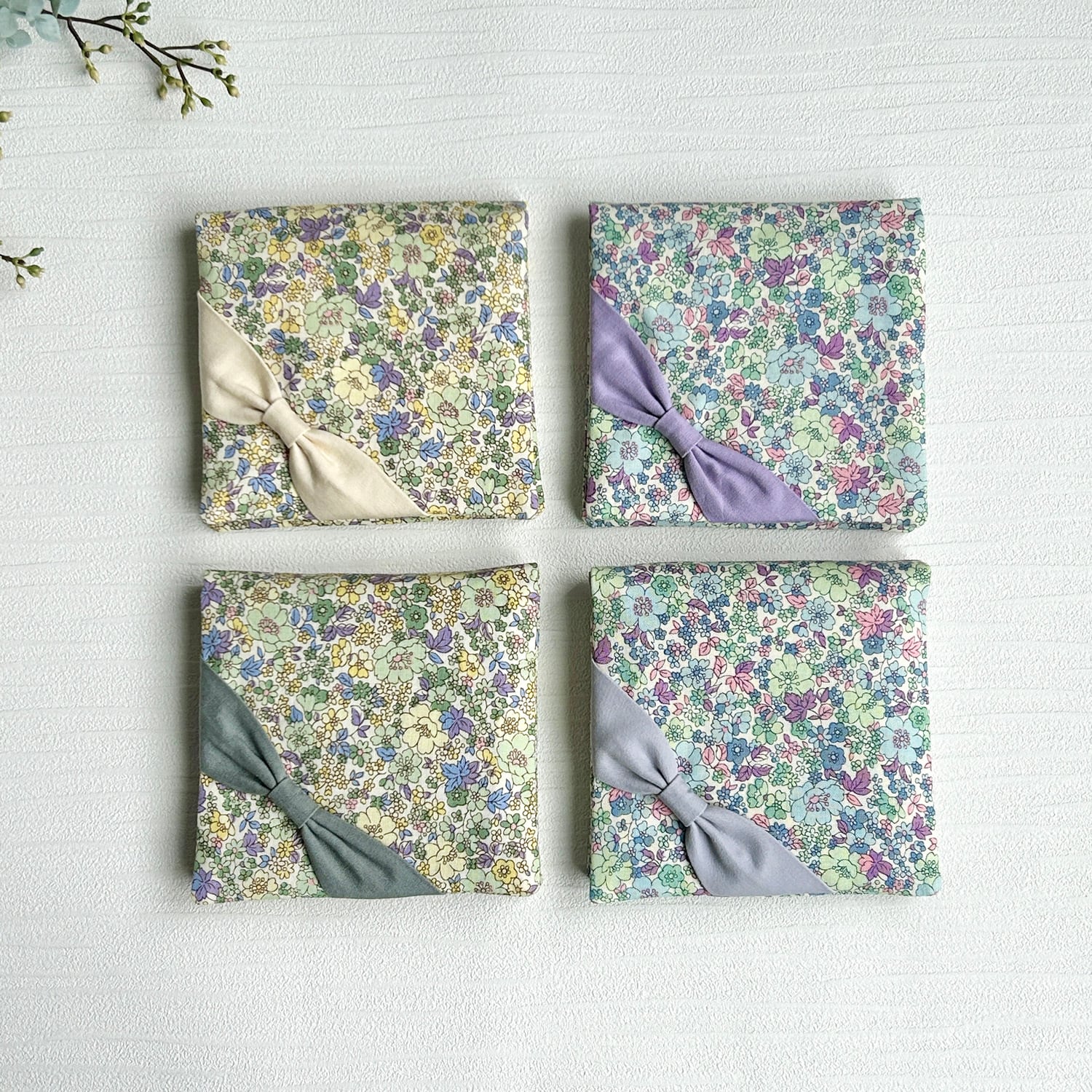 サニタリーポーチ サニタリーケース（ブルー花柄×グレーリボン）二