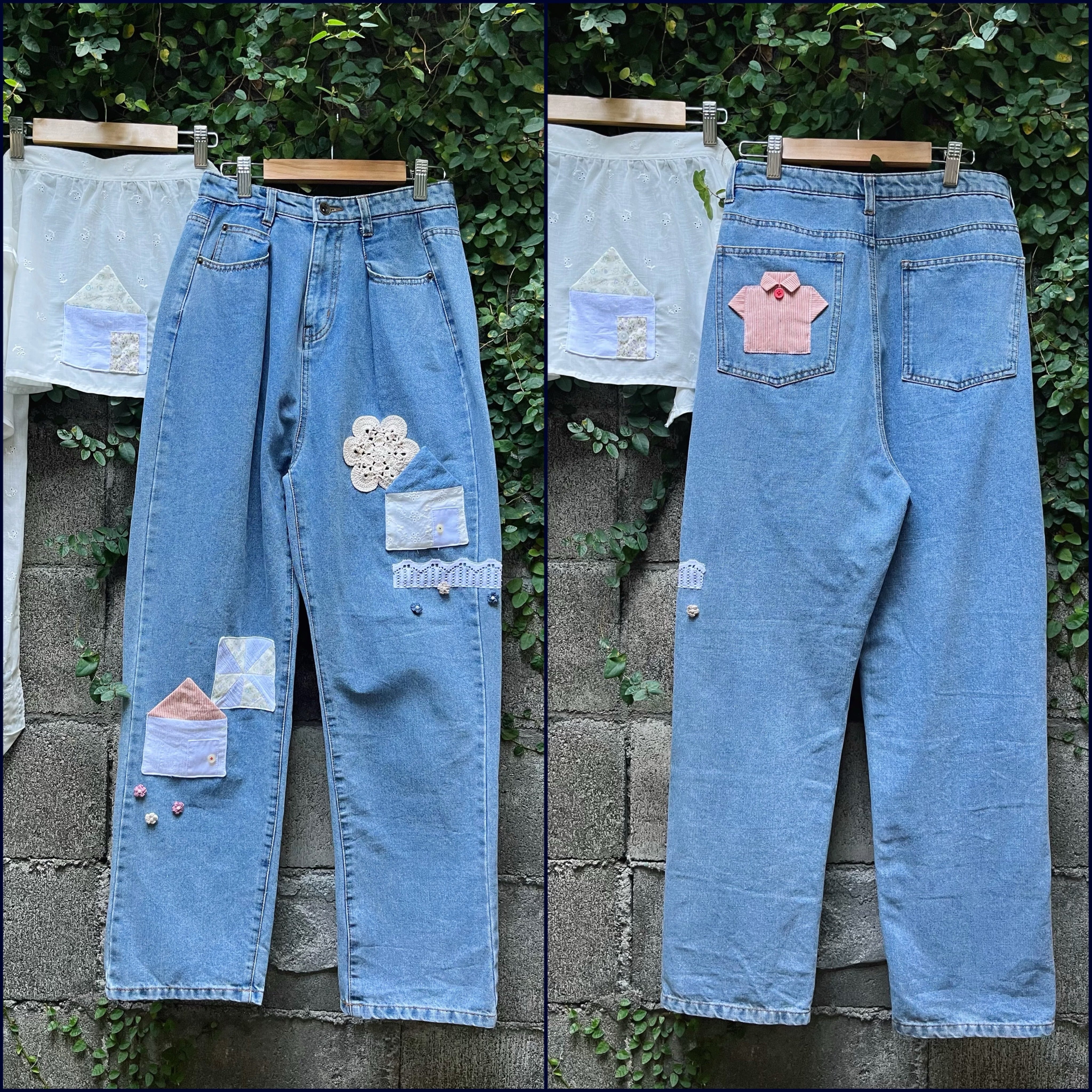 remake ✂︎ dwarf's house apron denim pants