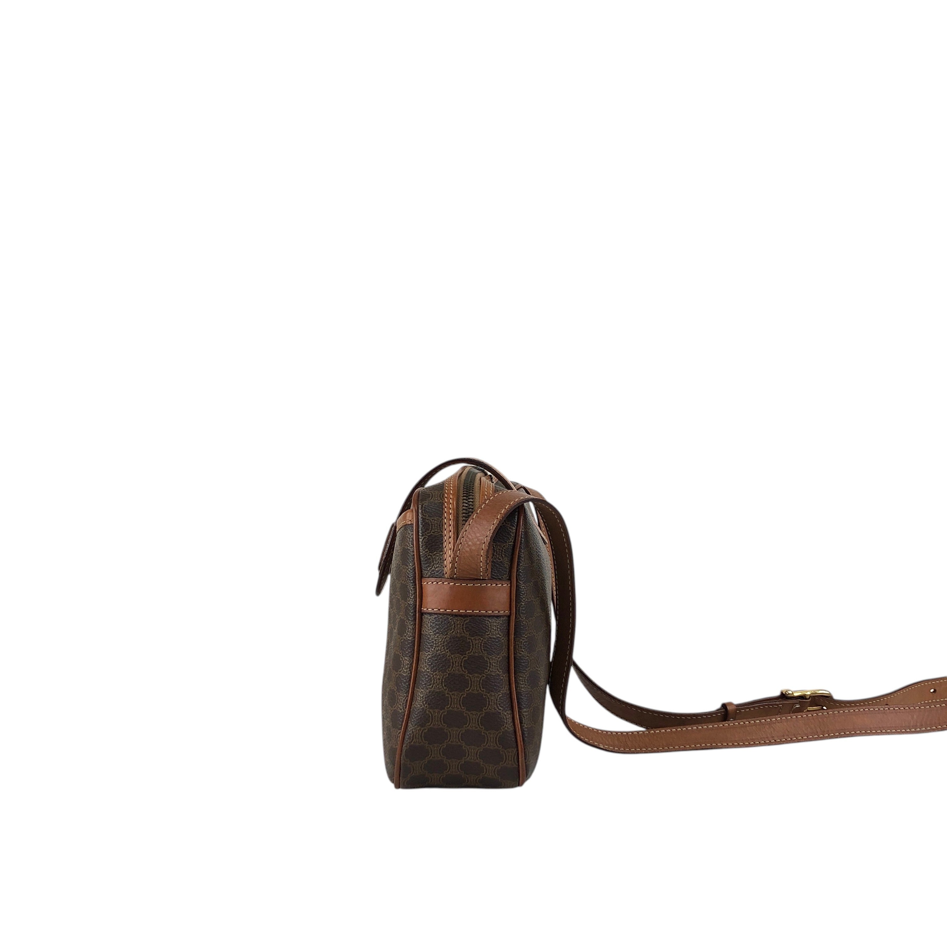 CELINE セリーヌ マカダム ショルダーバッグ ブラウン ブラゾン型押し