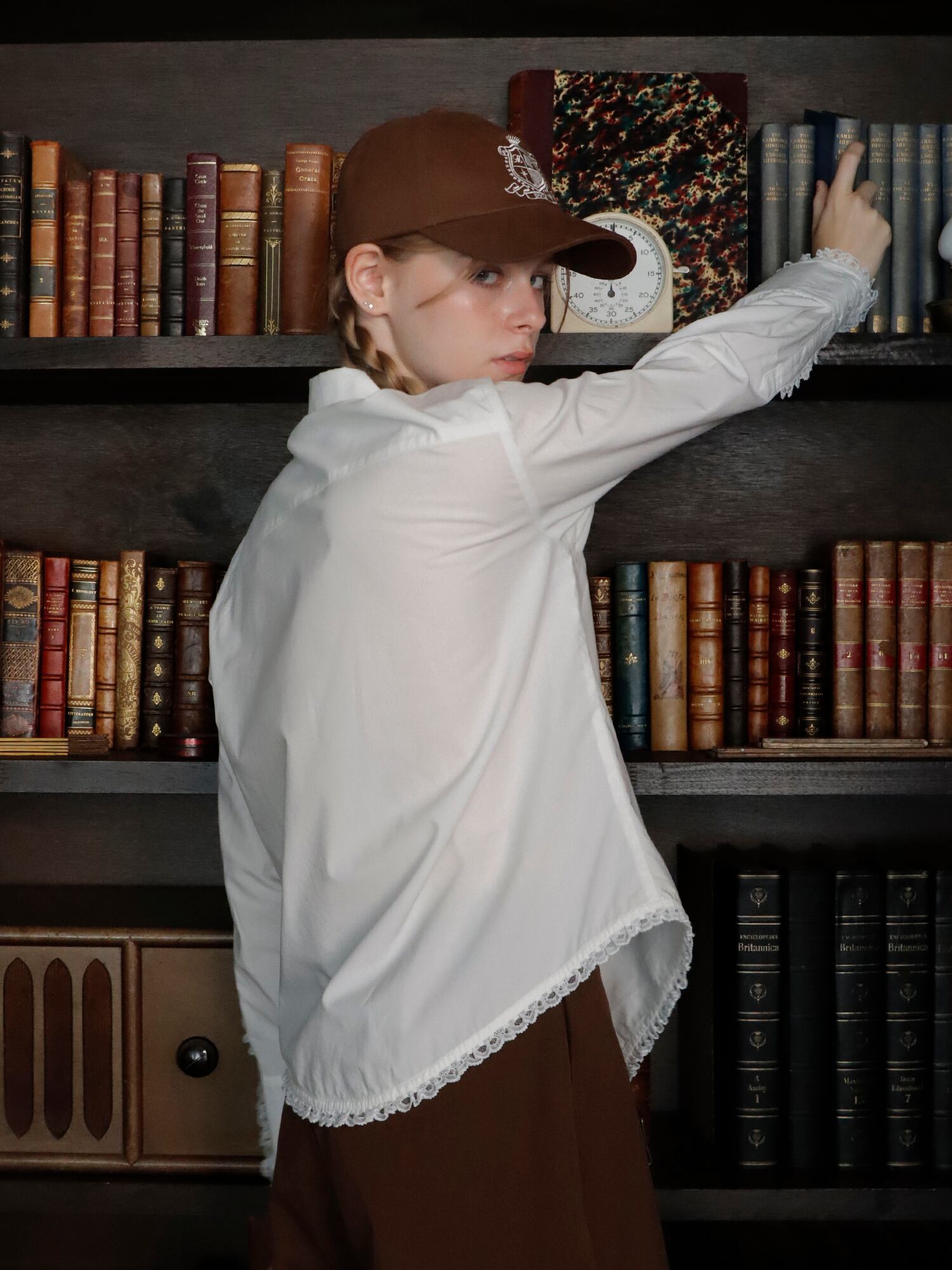 LACE TRIM SHIRTBLOUSE -WHITE- | mieya mieya