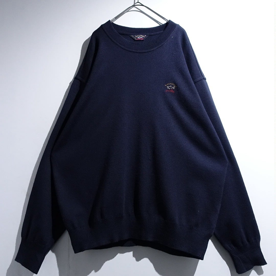 EURO "PAUL & SHARK" Navy Logo Design Wool Knit
