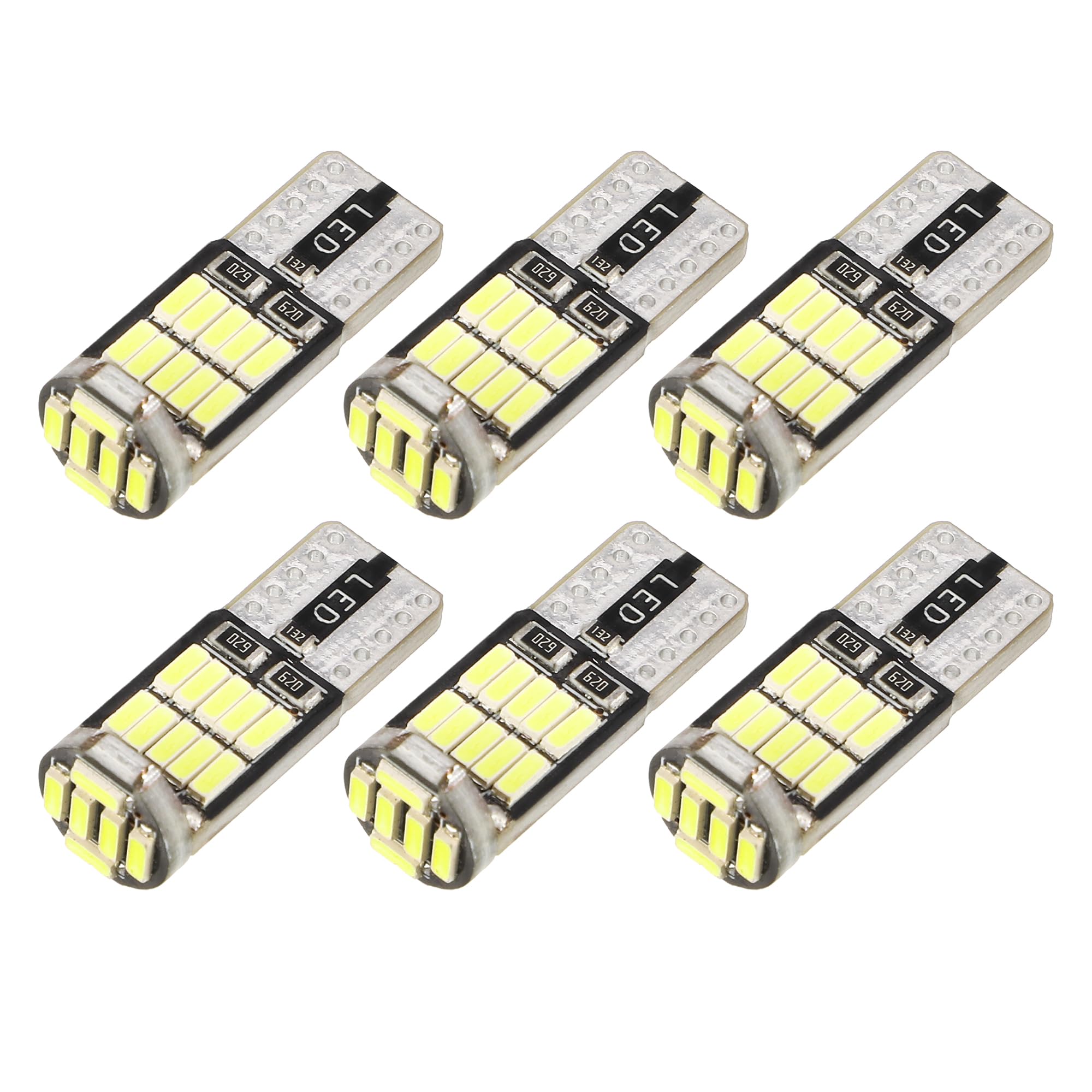 ABSOPRO T10 LED ルームランプ 194 168 W5W 2825 Canbus 4014 26S MD 車内ドアドームマップ バックアップトランクカーゴ グローブボックス LED電球 室内灯 インテリア アルミニウム合金 ホワイトライト 6個