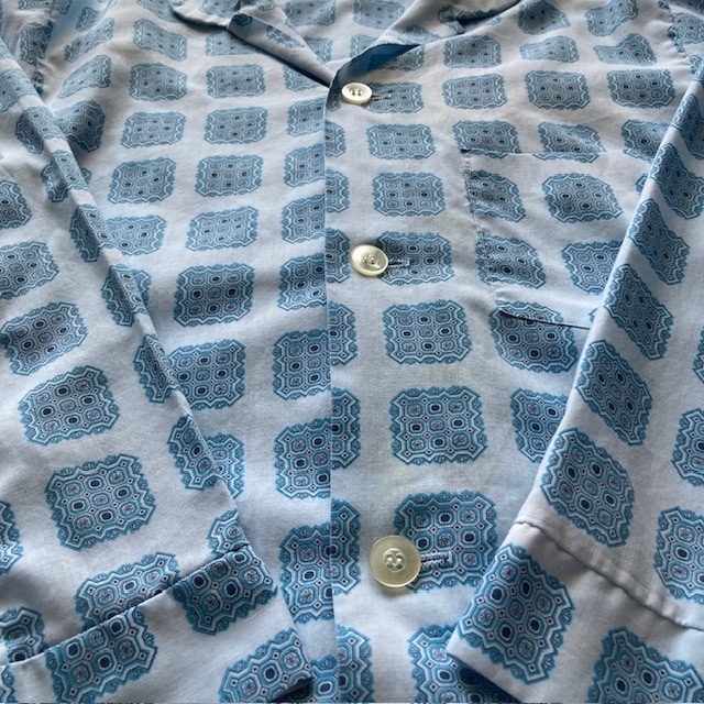 Sears シアーズ パジャマシャツ 70s 小紋柄 オープンカラー カナダ製 ブルー ヴィンテージ古着 M〜L 画像7
