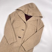 カシミヤ100% WHAOS ワオス フーデッド コート 40 /ベージュ系 レディース