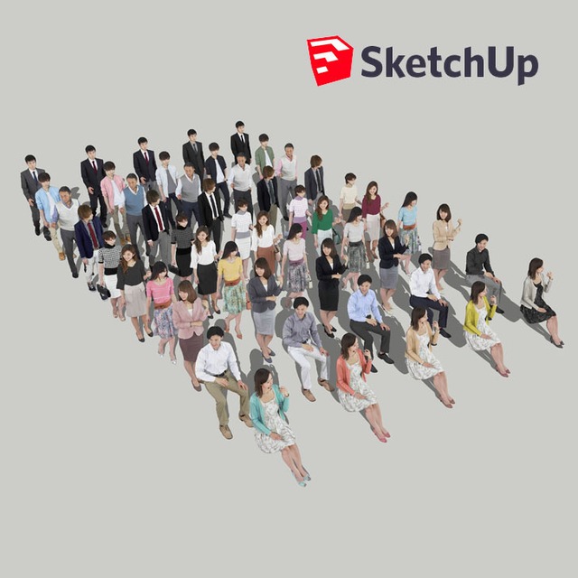  SketchUp素材　3D人物素材-ポーズド 10個セット 001_Posed-set - メイン画像