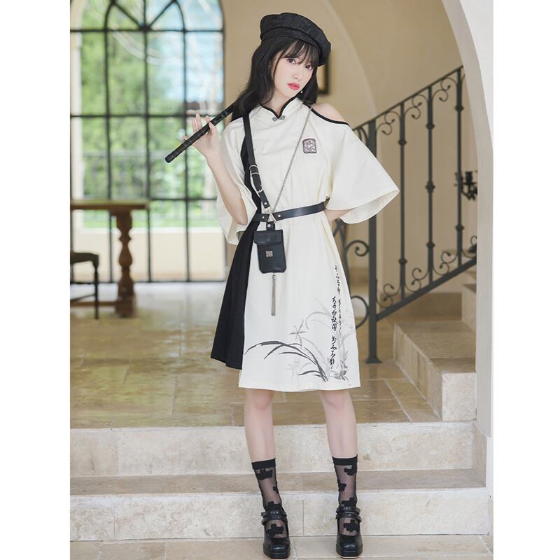 十三余シリーズ ベルト バッグ付き 合わせやすい Pu ブラック 黒い フリンジ 中華風 ファッション オリジナル Elegant