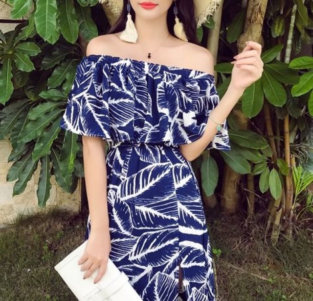 リゾートファッション ラフスタイル オフショル ワンピース 韓国 ファッション レディース ワンピース 夏 スリット セクシー Jm5093 ワンピ の里