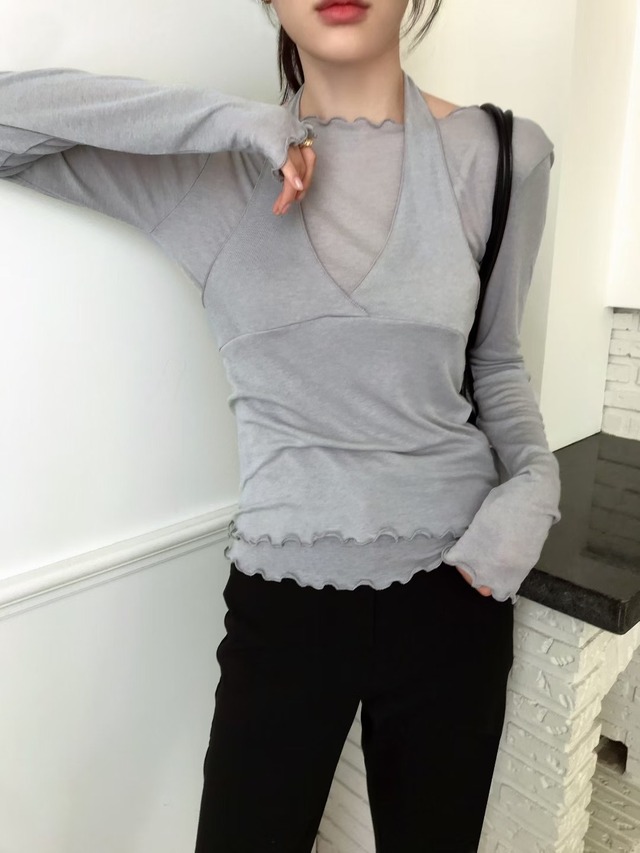 (予約) OUIR / Boat neck string knit 3color