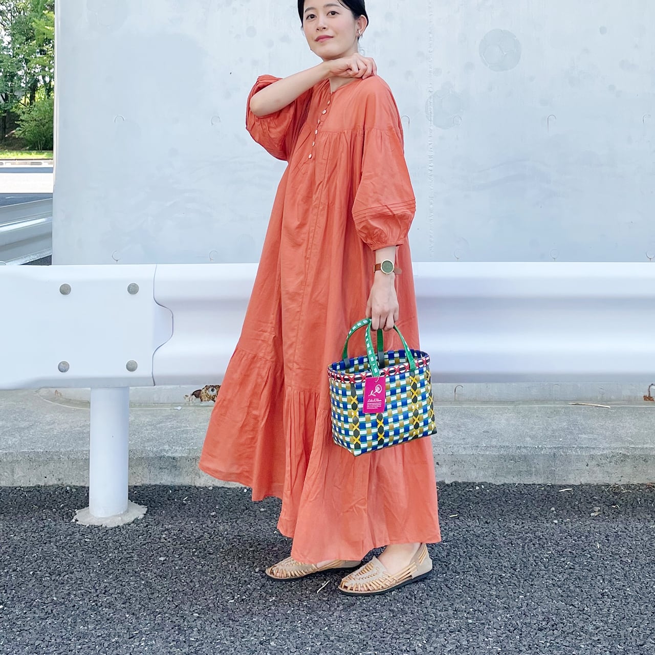 Apricot tiered dress