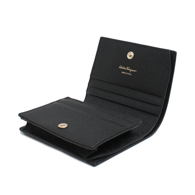 フェラガモ FERRAGAMO 二つ折り財布 22-D515-725300 22D515-725300 レディース ブラック