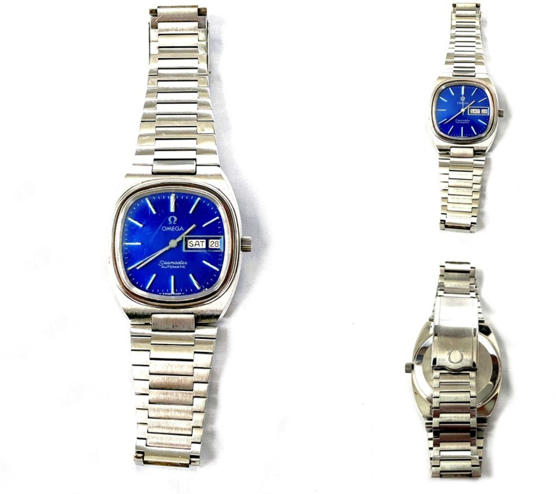 OMEGA] オメガ シーマスター ブルー TV スクリーン オートマ（自動巻き  