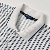 TOURSTAGE ツアーステージ ストライプ柄 襟メッシュ 半袖 ポロシャツ サイズ LL /ゴルフ/メンズ/ホワイト×ブルー