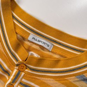 PIA SPORTS ピアスポーツ マリン ロゴ刺繍 ボーダー柄 鹿の子 ヘンリー 半袖Tシャツ カットソー サイズ 4 /オレンジ系/ライカ/日本製