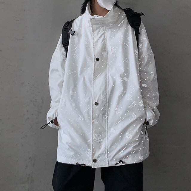 予約販売】ナイロンジャケット ブルゾン アウター 反射 宇宙柄 メンズ