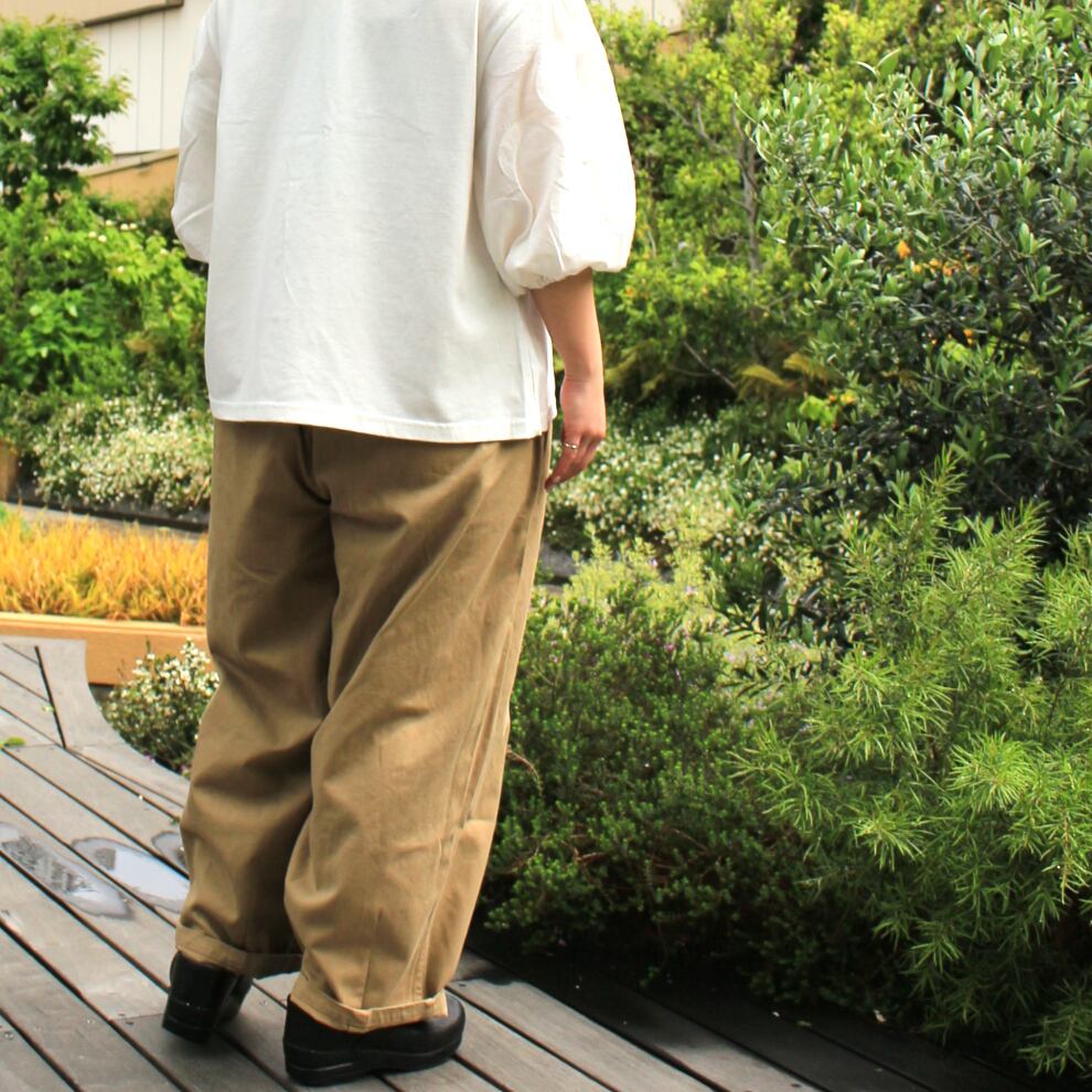 大阪売れ筋 未使用 muku ソフトリネン ワイドテーパード スラックス