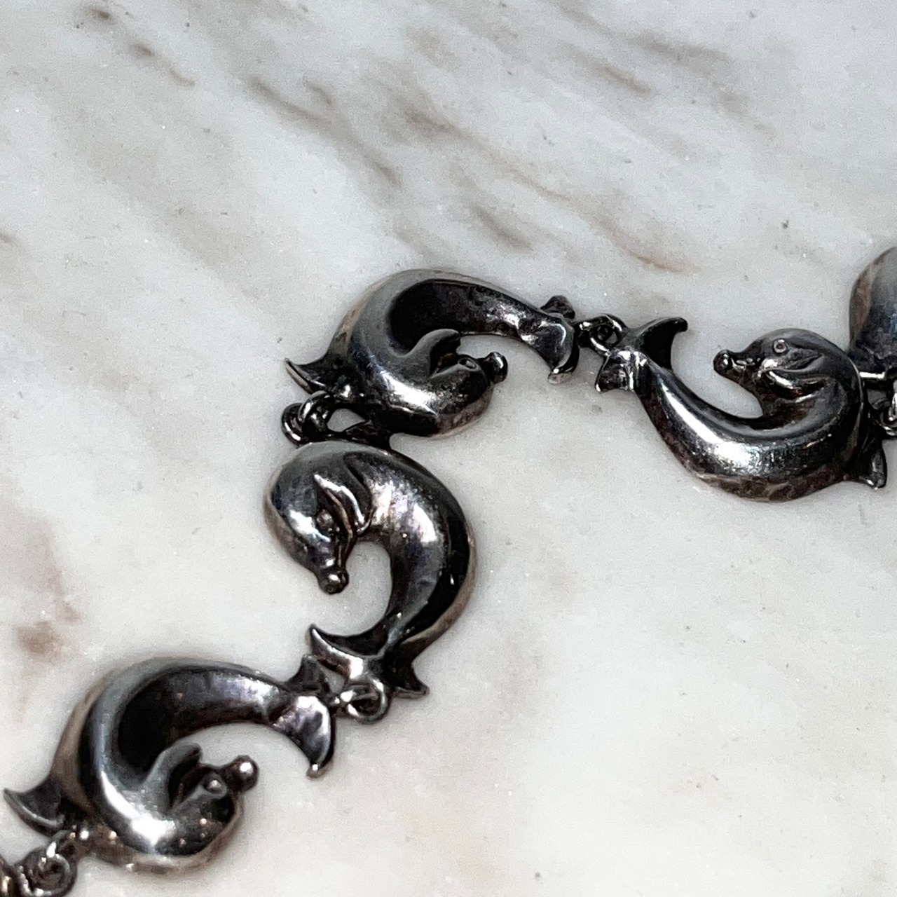 vintage silver dolphin bracelet with toggle