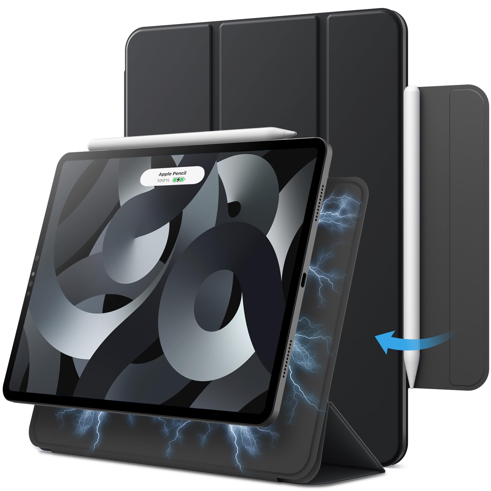 JETech iPad Air 11インチ M4/M3/M2・Air 5/4用 マグネットケース (ブラック)