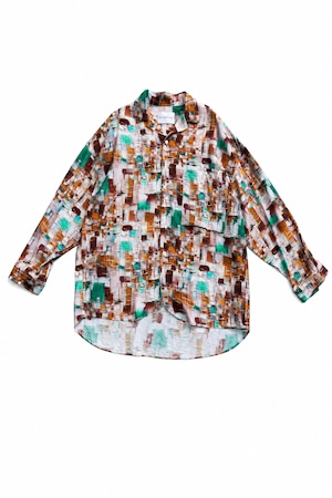 【INTERPLAY】Open Collar Over Size Shirt / ABSTRACT