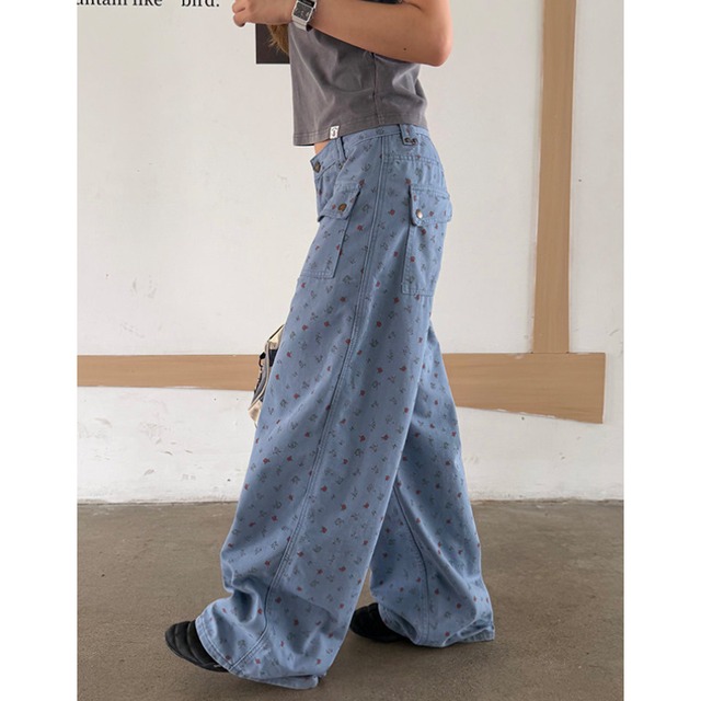 flower pocket colored pants　フラワーポケットカラーパンツ　J2065