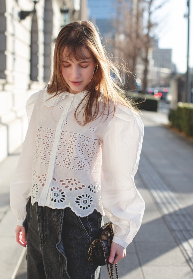 （select）フリルデニム（インディゴブルー・ブラック）