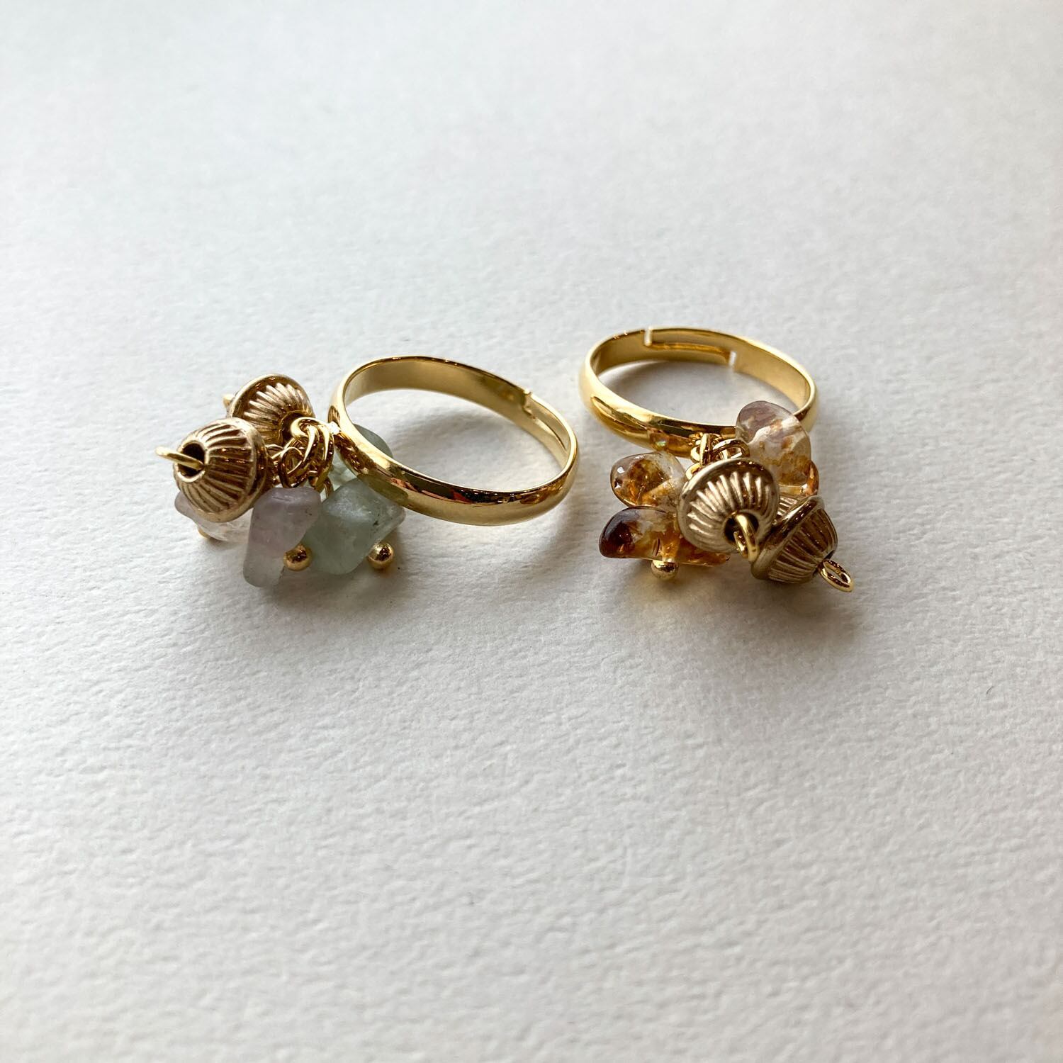 天然石とゴールドビーズのじゃらじゃらリング | Dua-アクセサリー
