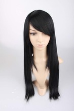 コスプレウィッグ ブラックロングストレート 黒髪 高品質 耐熱ファイバー 自然な質感 サラサラ スタイリング自由 ハロウィン 仮装 イベント アニメ キャラクター  軽量 快適な着用感 男女兼用 コスチュームにぴったり ナチュラル 7009 SB