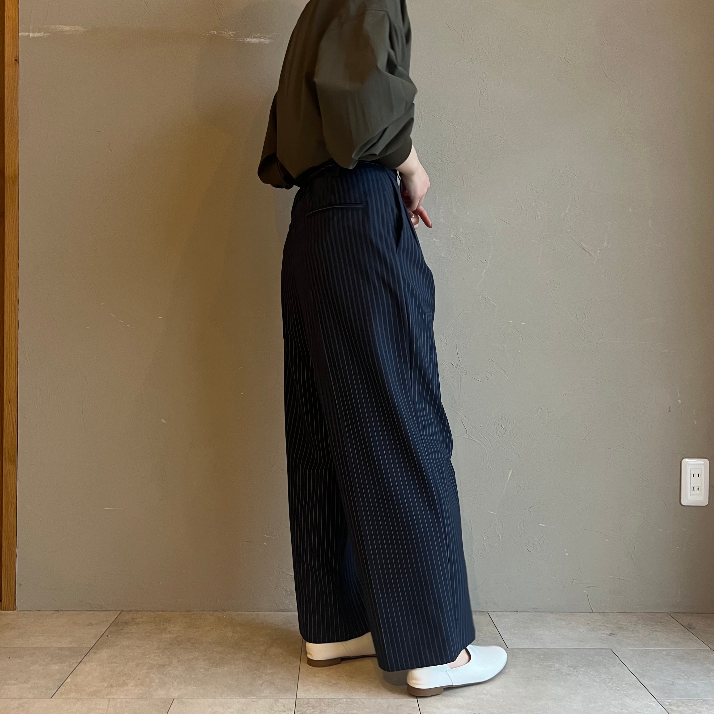 ma couleur】タックトラウザーストライプパンツ | valance 福井 ma couleur】タックトラウザーストライプパンツ | valance 福井
