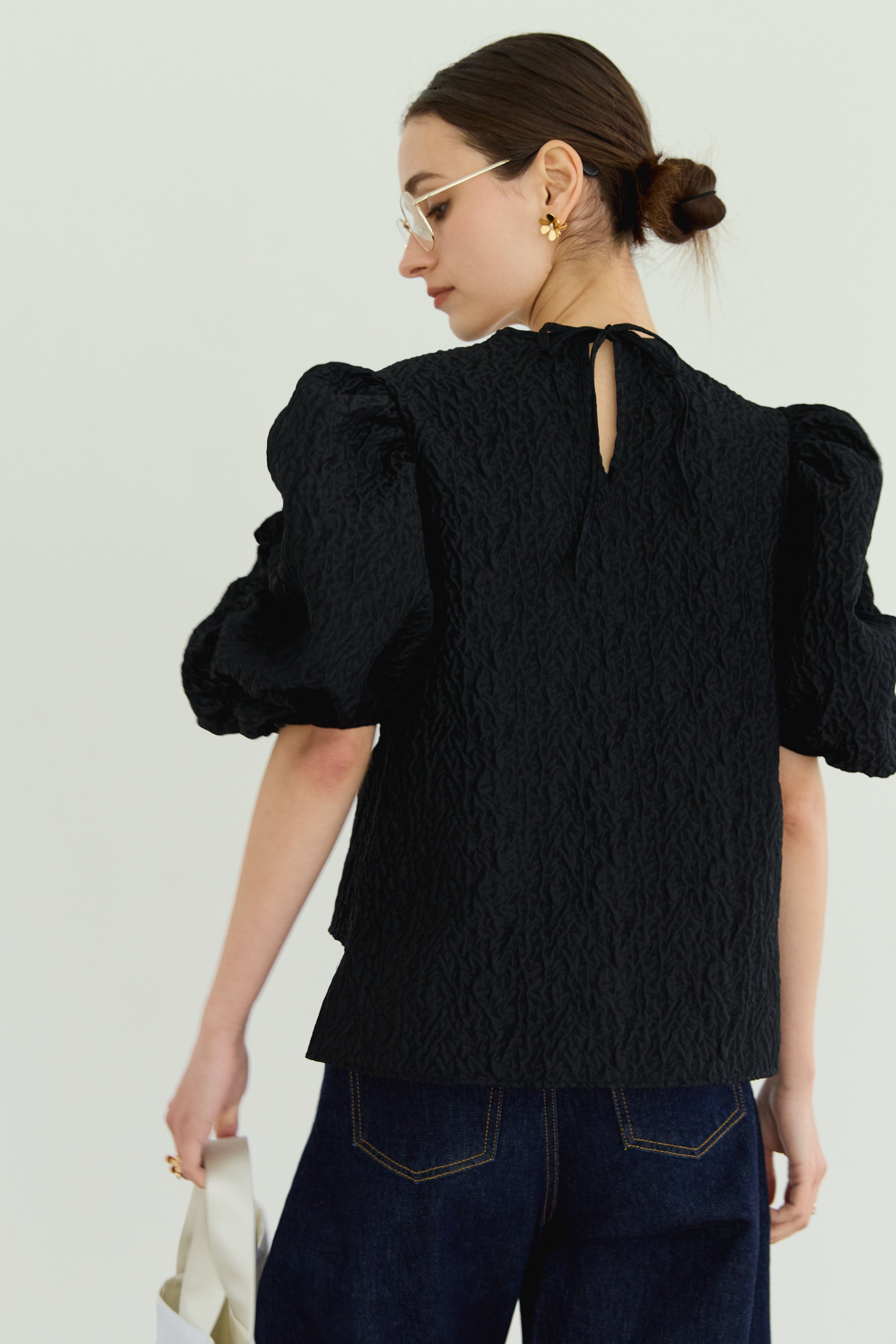 Jacquard spindle blouse | Bluelea