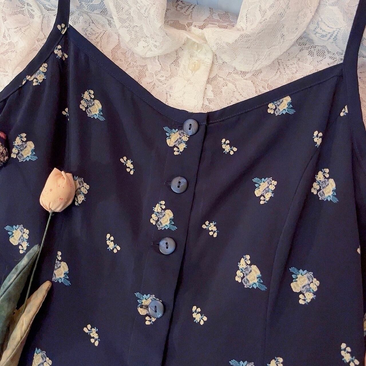 mini flower navy camisole one-piece
