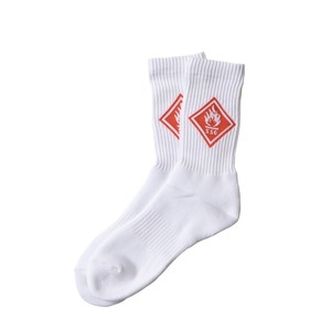 SURFSKATECAMP " DANGER SIGN SOCKS " White