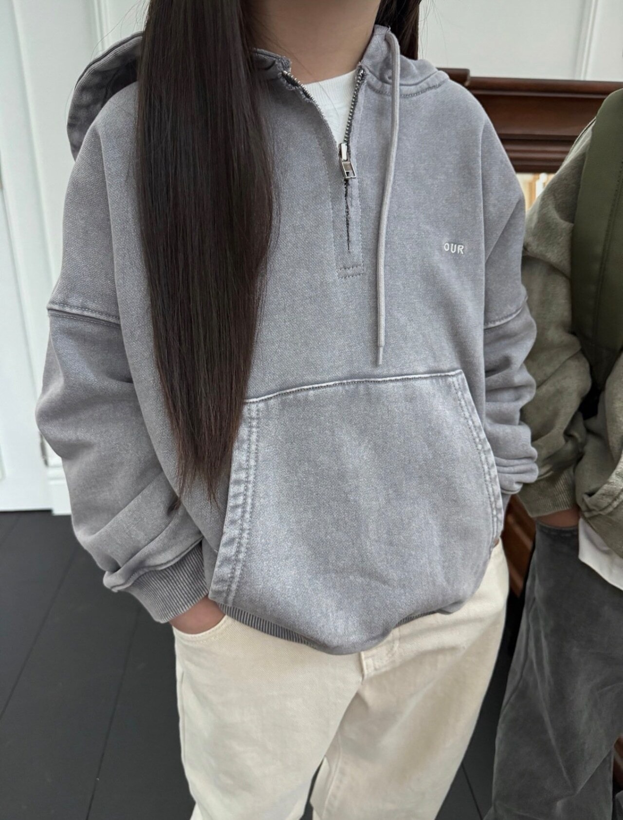 【取寄】OUR ストーンハーフフードジップアップ｜秋服｜韓国子供服｜26/AT