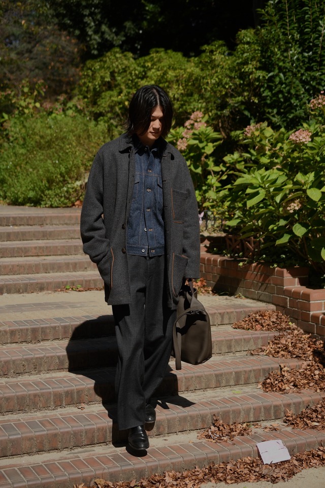 Cale / Wool Silk Jacquard Fleece Jacket (Dark Gray)