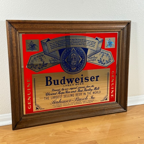 #1354 【1980年代】ビンテージ Budweiser（バドワイザー） パブミラー / パブミラー インテリア アメリカ