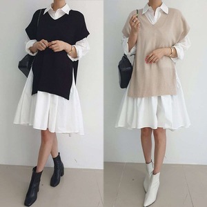 【送料無料】レディース 2カラー セットアップ シャツワンピース ベスト ジレ ティアード フレア 大人可愛い ママコーデ ママファッション 韓国 オルチャンファッション 人気 トレンド 新作 20代 30代 40代 きれいめ レトロ シンプル お出かけ デート おしゃれ 通勤 通学 オフィス OL デイリー 普段着 ラフ カジュアル フェミニン シック ゆったり 体型カバー 着痩せ 着回し インスタ映え 春 秋 CO3491