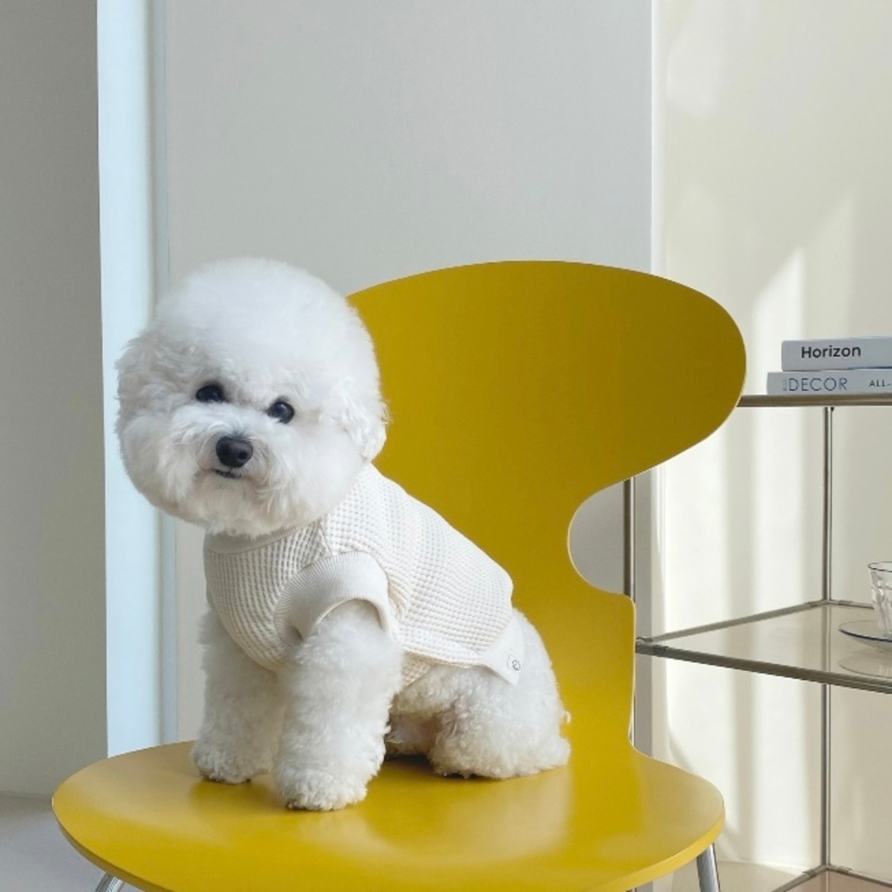 【即納】EYOU ワッフル ハイネック ベスト｜ホワイト - 4