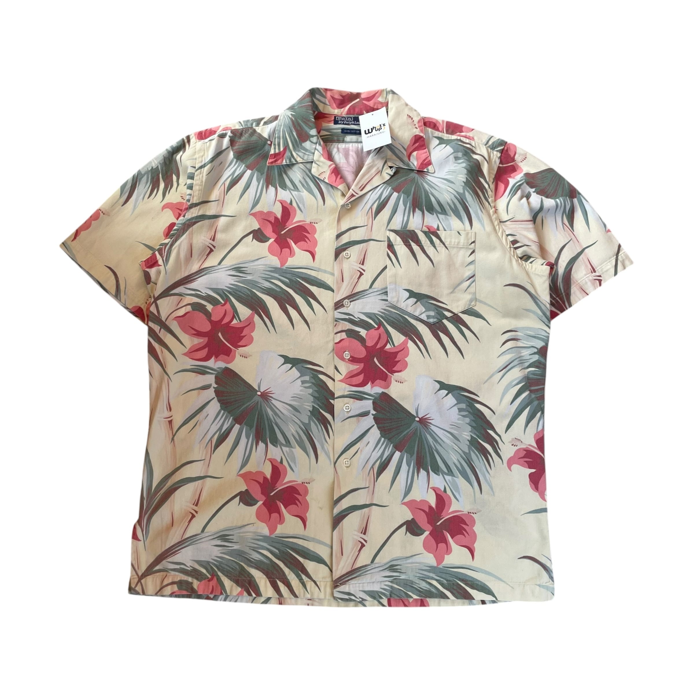 1990s POLO Ralph Lauren Heavy Ons Cotton Open Collar Aloha Shirt