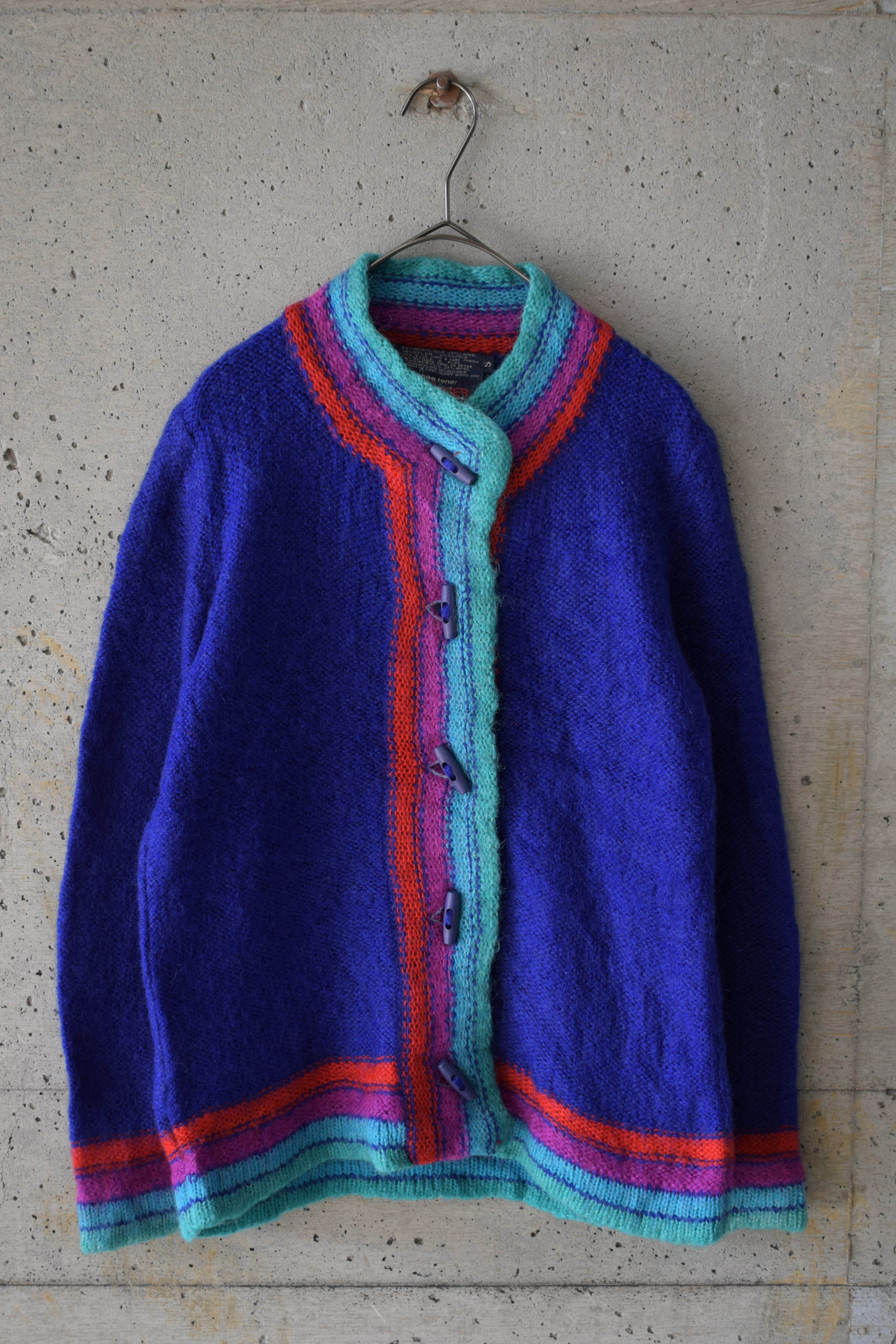Blue mohair knit cardigan