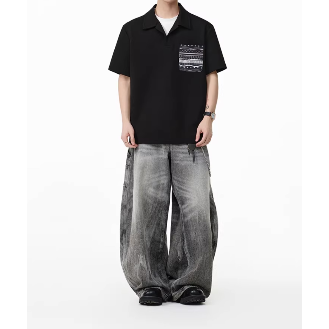 パッチポケット ニットポロシャツ af0170