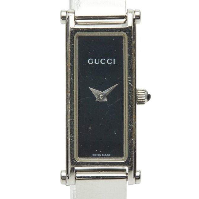 グッチ 腕時計 1500L クオーツ ブラック文字盤 ステンレススチール レディース GUCCI 【中古】