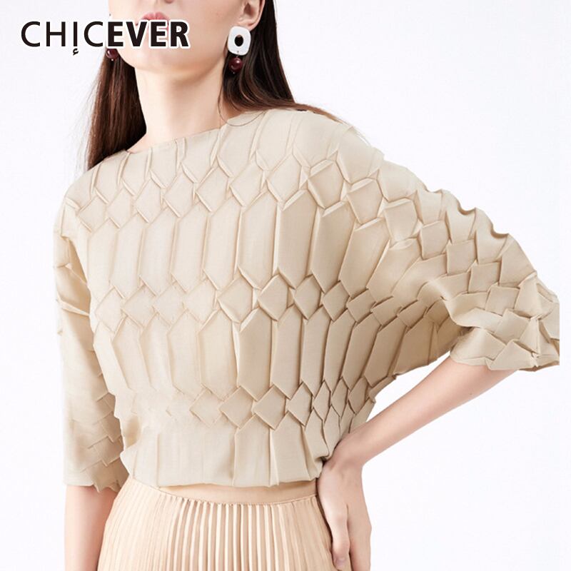 CHICEVERレディースTシャツOネックバットウィング半袖フリーサイズシャーリングサマーシャツ2020 ショート ハーフスリーブ 夏物 6base566729746765