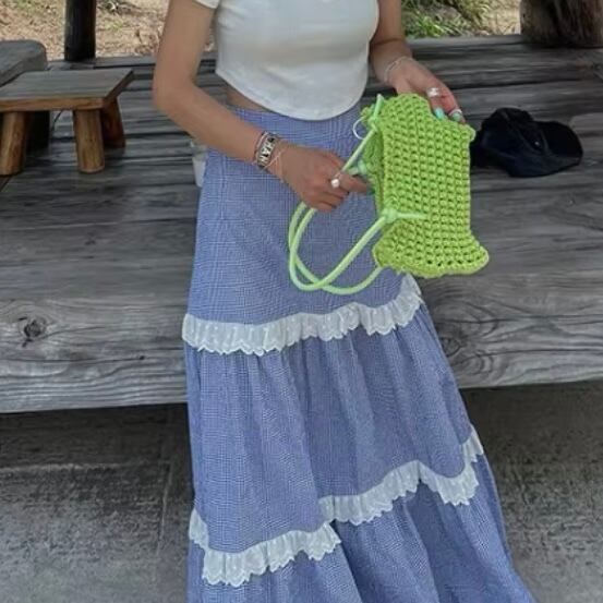 ギンガムチェックフリルティアードスカート