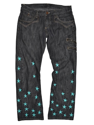 NETSU − Black Painted Star Denim