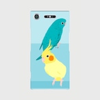 Xperia XZ1 サザナミインコブルー&オカメインコルチノーパール ケース