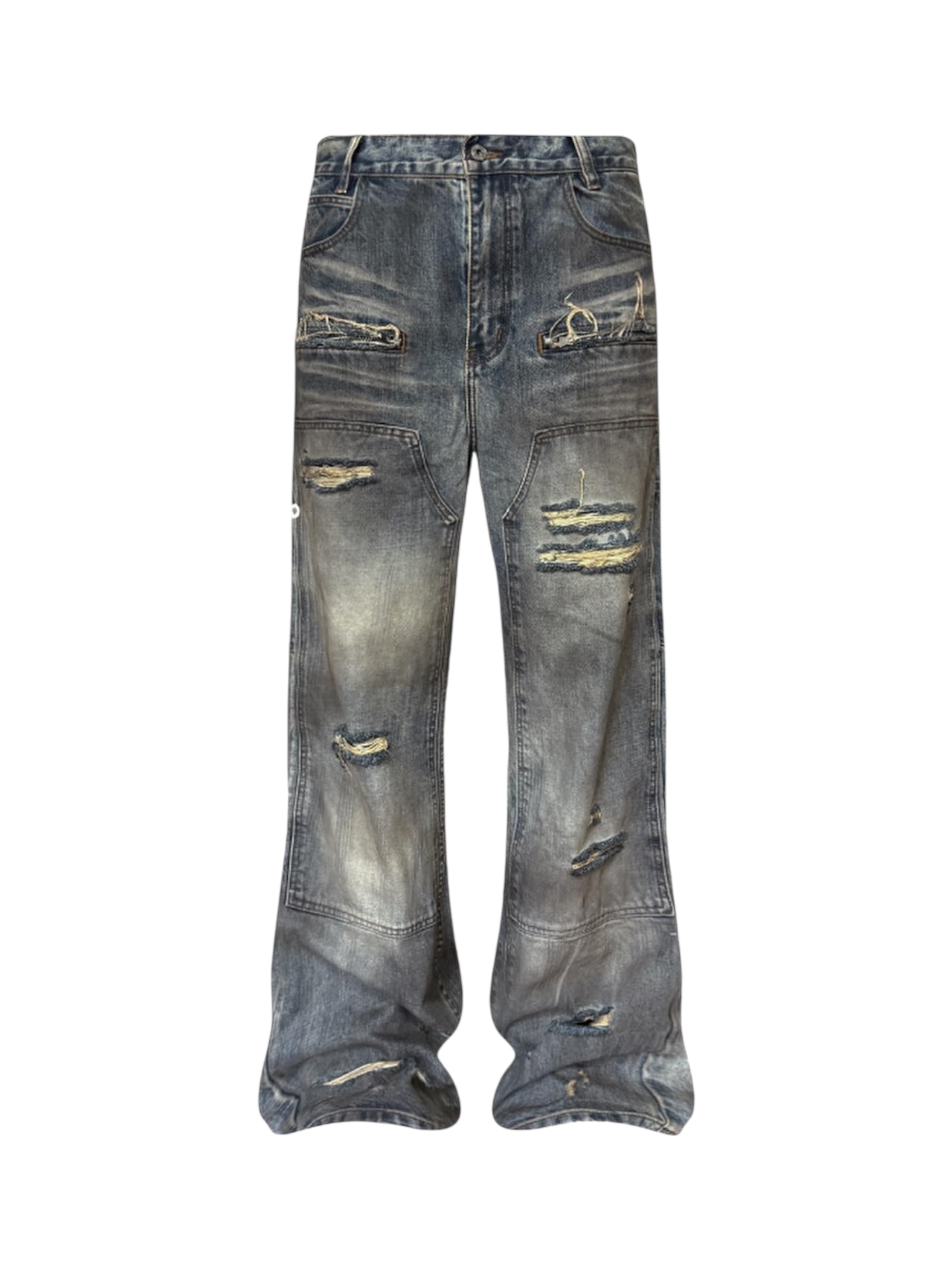 【TH4SWE】Distressed Dirty Wash Carpenter Jeans