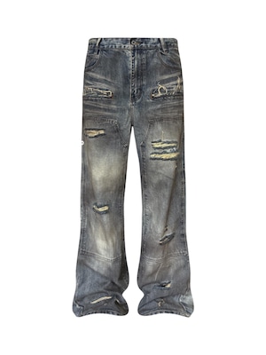 【TH4SWE】Distressed Dirty Wash Carpenter Jeans